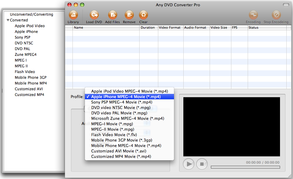 what format must is use to convert to a dvd-r using burn for mac